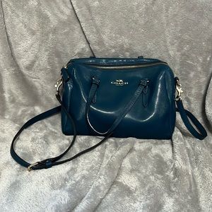 Coach bag 2 in 1 crossbody handbag Peyton blue teal leather EUC